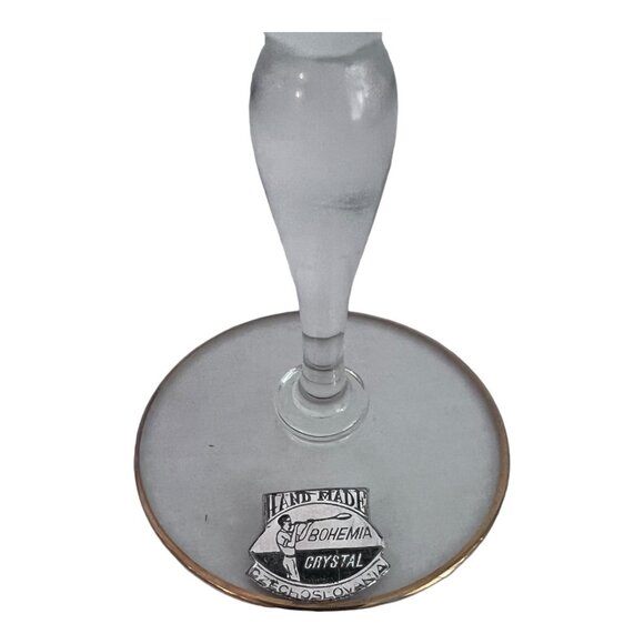 Hand Made Czech Bohemian Clear Crystal Gold Gilded Champagne Flute Glasses 7.5" - Picture 5 of 6